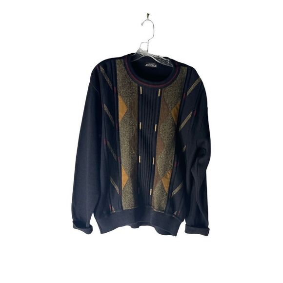 Cooper Wool Blend Geometric Pattern Pullover Crewneck Sweater Men’s Medium - Picture 1 of 5